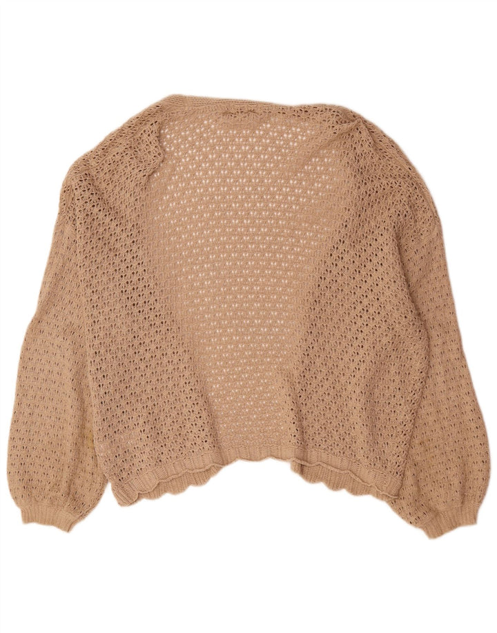 Maglione cardigan aperto oversize da donna Zara UK 16 grande cotone beige