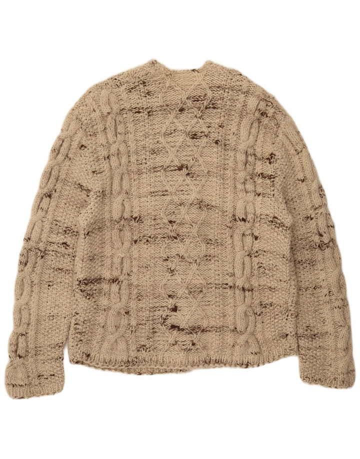 Maglione cardigan da uomo vintage grande beige screziato