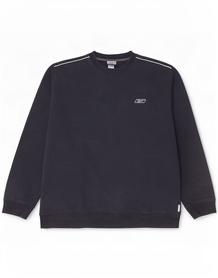 Felpa Reebok da uomo, maglione grande, in cotone blu navy