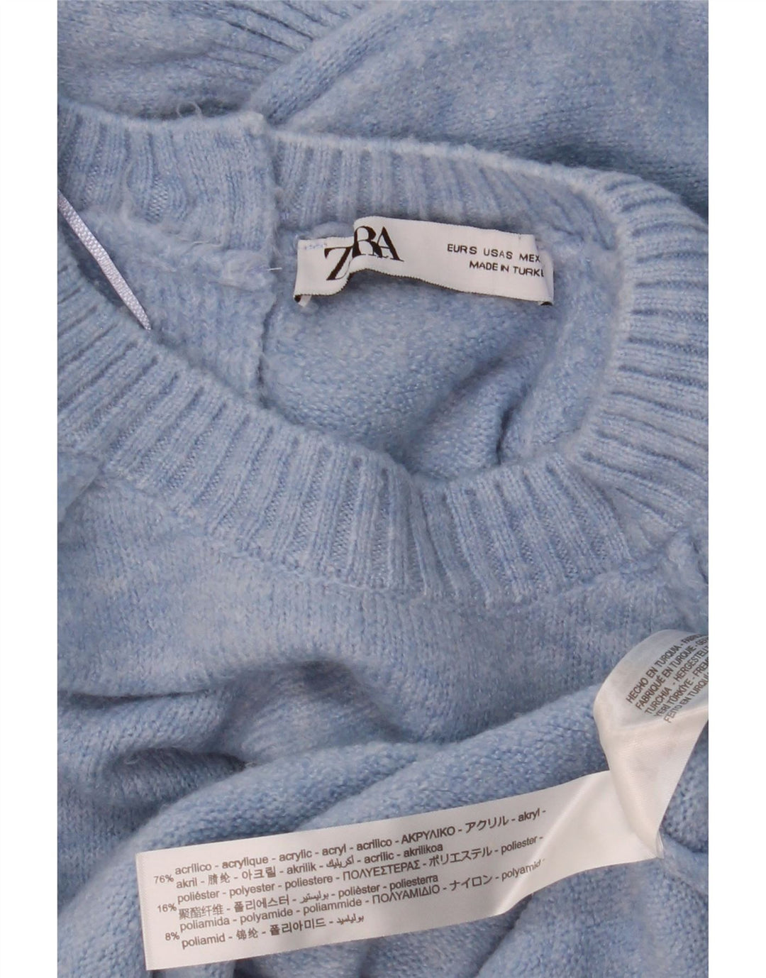 Maglione Girocollo Oversize Corto da Donna ZARA UK 10 Piccolo Blu