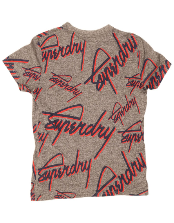 T-shirt grafica da uomo Superdry Top in cotone chiazzato grigio piccolo