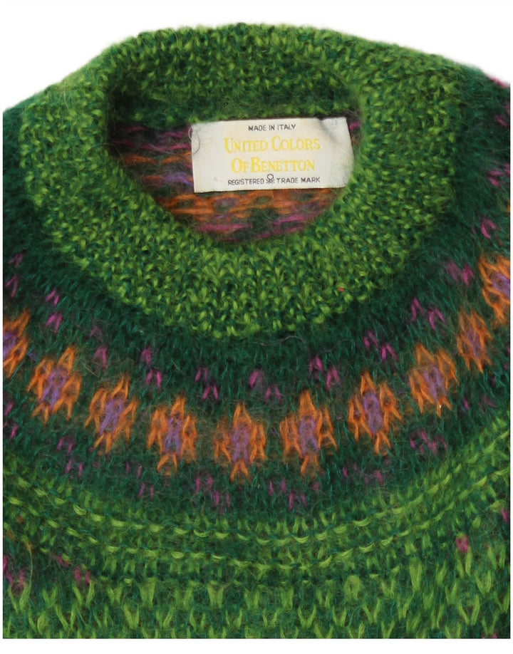 Maglione da donna a collo alto Benetton da donna UK 14 Verde medio Fair Isle