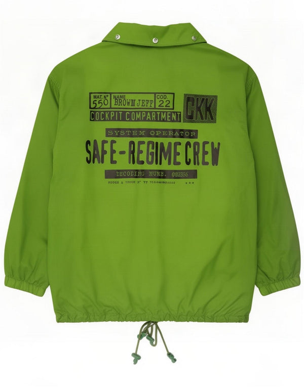 Giacca antipioggia vintage da uomo con grafica con cappuccio UK 40 Large Green Nylon
