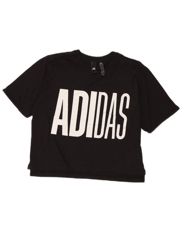 T-shirt grafica oversize corta Adidas da donna UK 8/10 piccola nera
