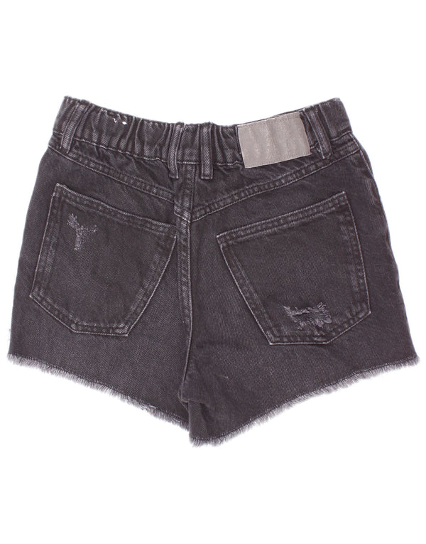 Pantaloncini di jeans invecchiati Zara per ragazze 11-12 anni W24 cotone grigio