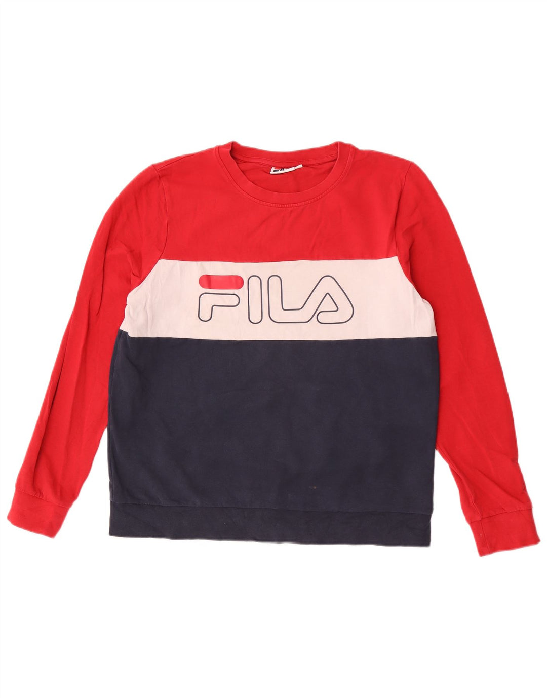 Felpa grafica da donna Fila, maglione UK 16, grande, multicolore, color block