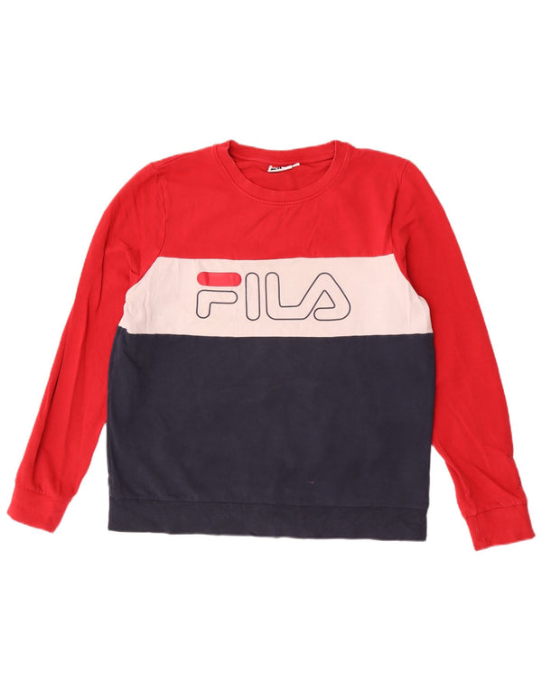 Felpa grafica da donna Fila, maglione UK 16, grande, multicolore, color block