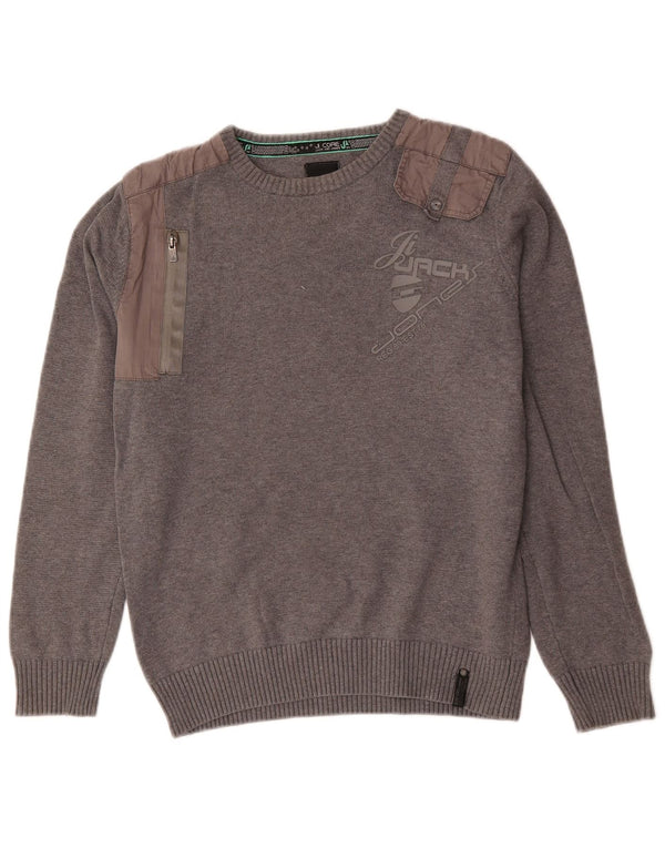 Maglione maglione girocollo militare da uomo Jack & Jones piccolo grigio a blocchi di colore