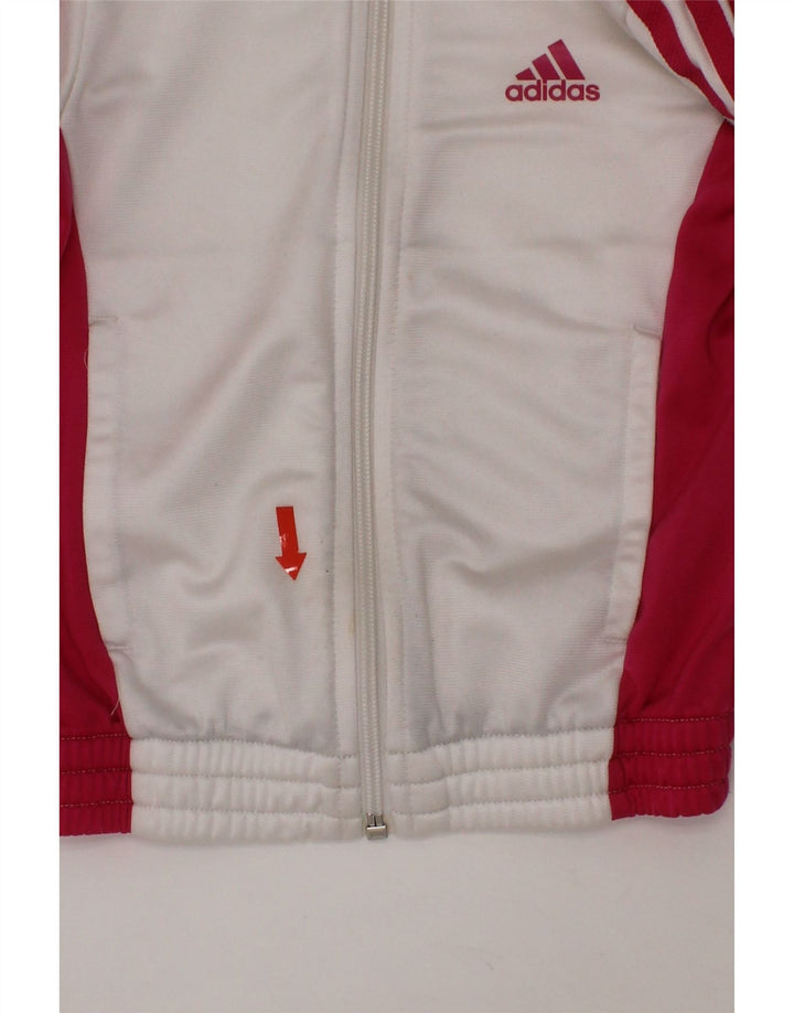 ADIDAS Girls Tracksuit Top Jacket 5-6 Years White Colourblock Polyester Vintage Adidas and Second-Hand Adidas from Messina Hembry 