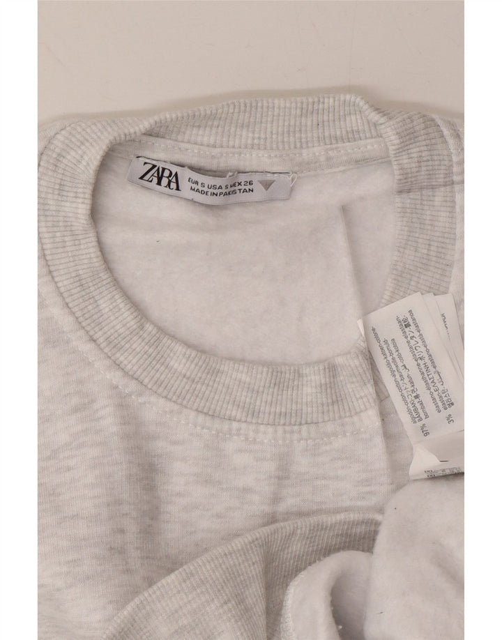 ZARA Womens Oversized Crop Sweatshirt Jumper UK 10 Small Grey Flecked Vintage Zara and Second-Hand Zara from Messina Hembry 