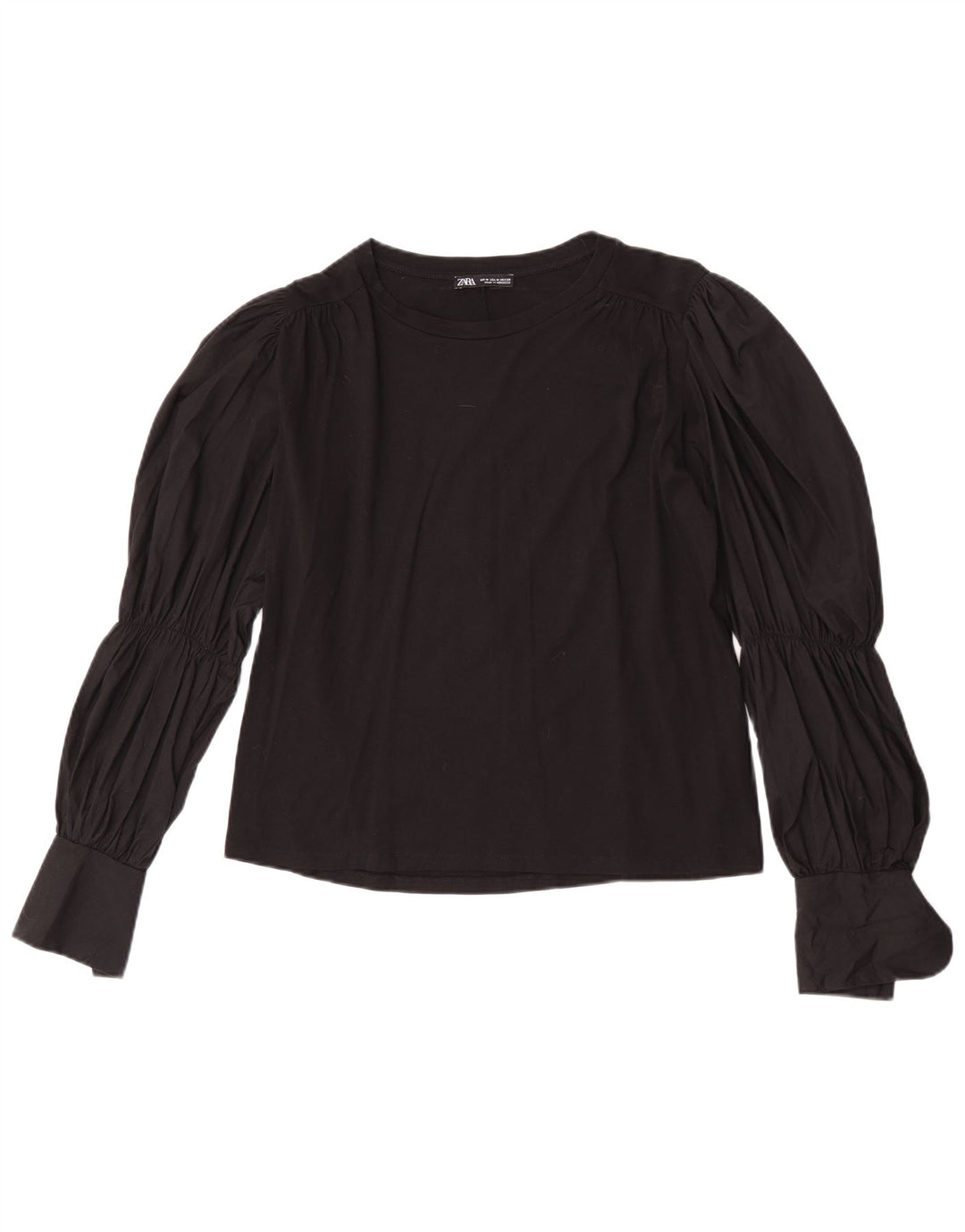 Camicetta a maniche lunghe da donna Zara UK 14 cotone nero medio