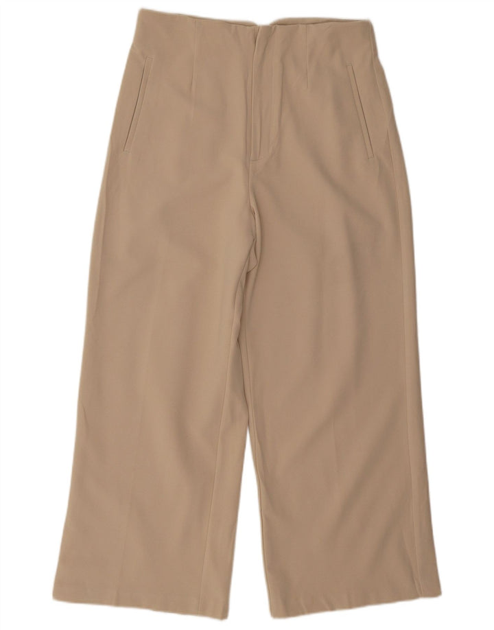 Pantaloni corti da donna Zara a gamba larga, grandi W32 L25 poliestere beige