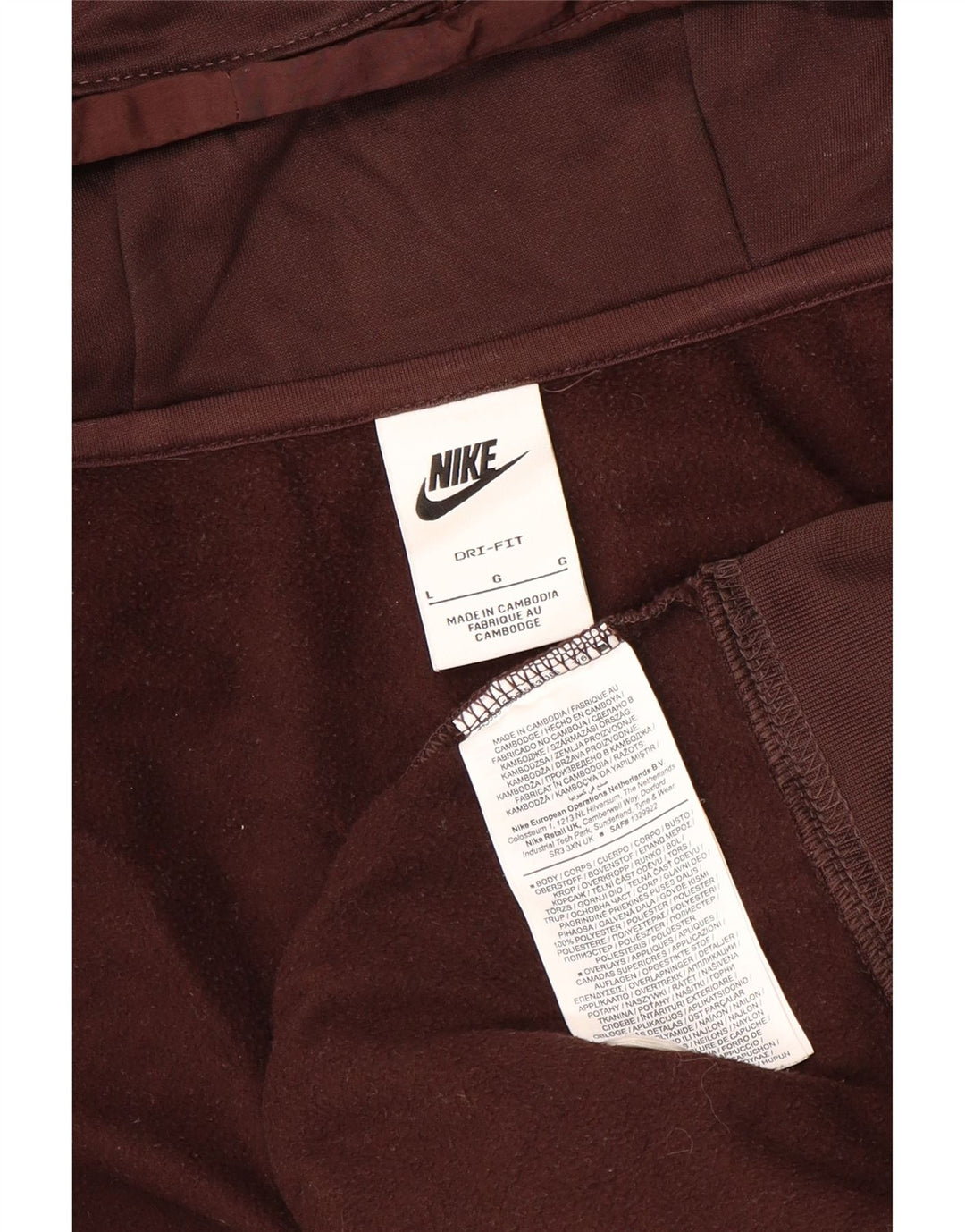 NIKE Felpa con cappuccio e zip Dri Fit da uomo, grande, in poliestere marrone