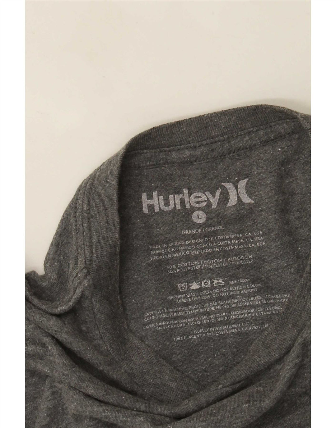 Hurley Top grafico da uomo a maniche lunghe in cotone chiazzato grigio grande