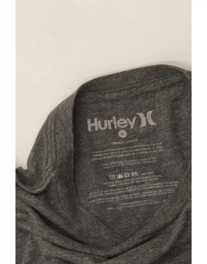 Hurley Top grafico da uomo a maniche lunghe in cotone chiazzato grigio grande
