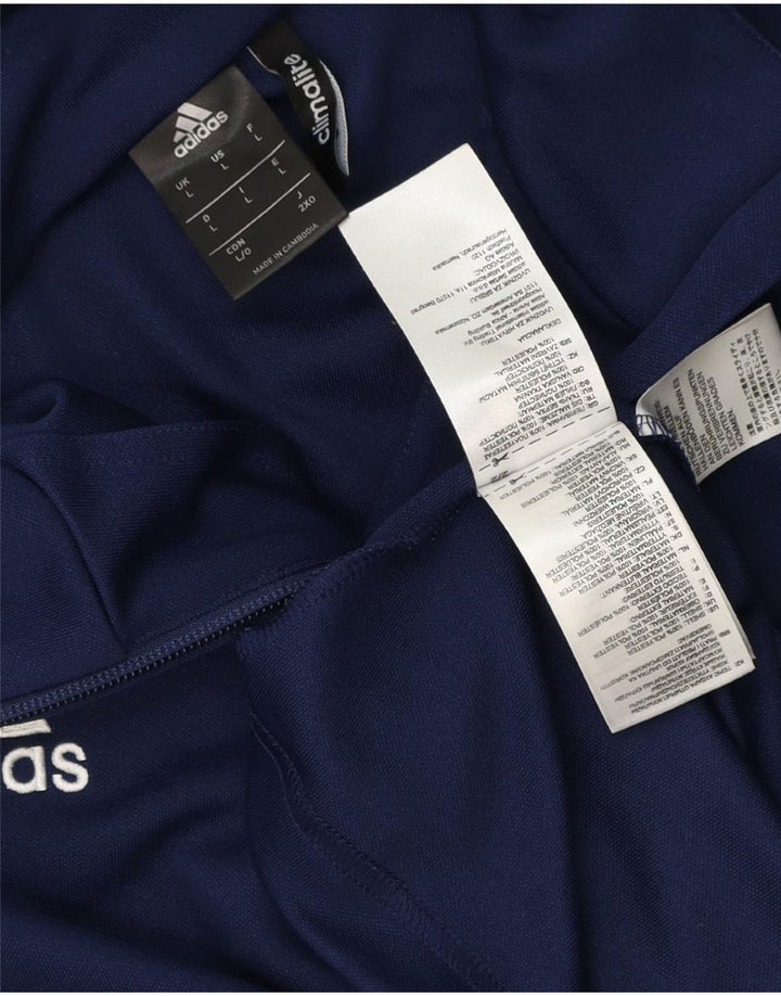Adidas Uomo Climalite Zip Neck Pullover Tuta Top Large Blu Navy