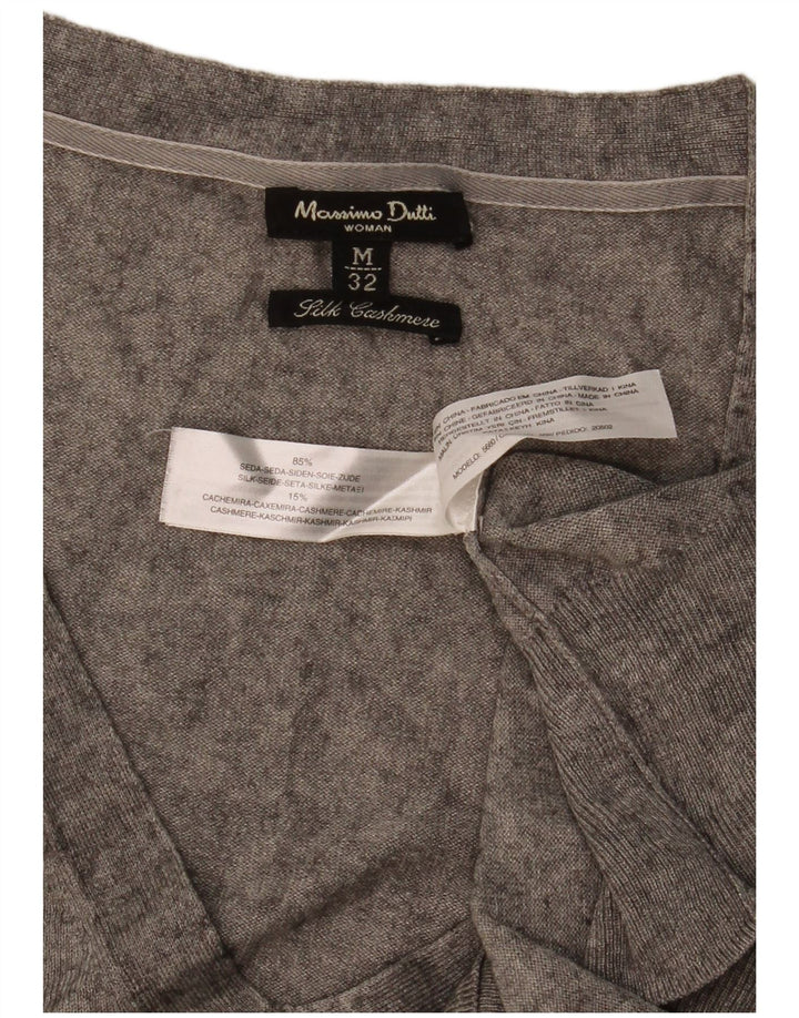 Maglione maglione con scollo a V da donna Massimo Dutti UK 12 Seta grigio medio