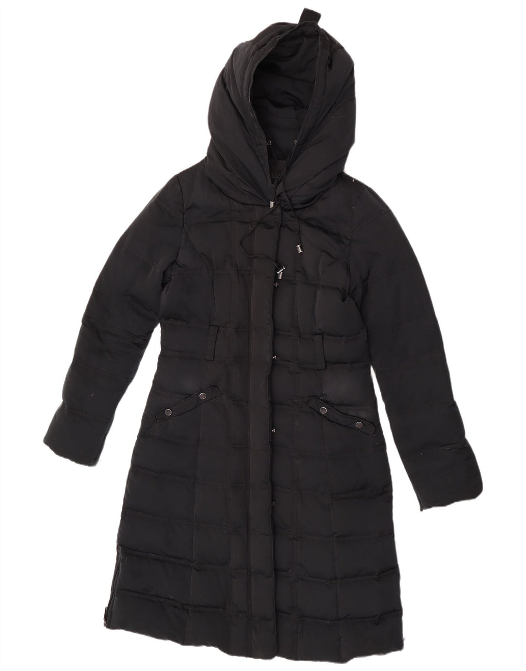 Cappotto imbottito con cappuccio da donna Zara UK 12 nylon nero medio