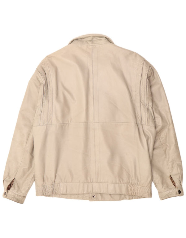 Giacca in pelle vintage da uomo EU 54 2XL Pelle grigia