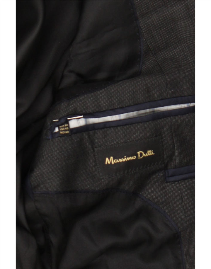 MASSIMO DUTTI Mens 2 Button Blazer Jacket EU 50 Medium Navy Blue Wool Vintage Massimo Dutti and Second-Hand Massimo Dutti from Messina Hembry 