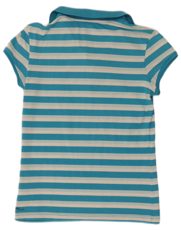 Polo Adidas da donna Climalite UK 12 cotone a righe blu medio
