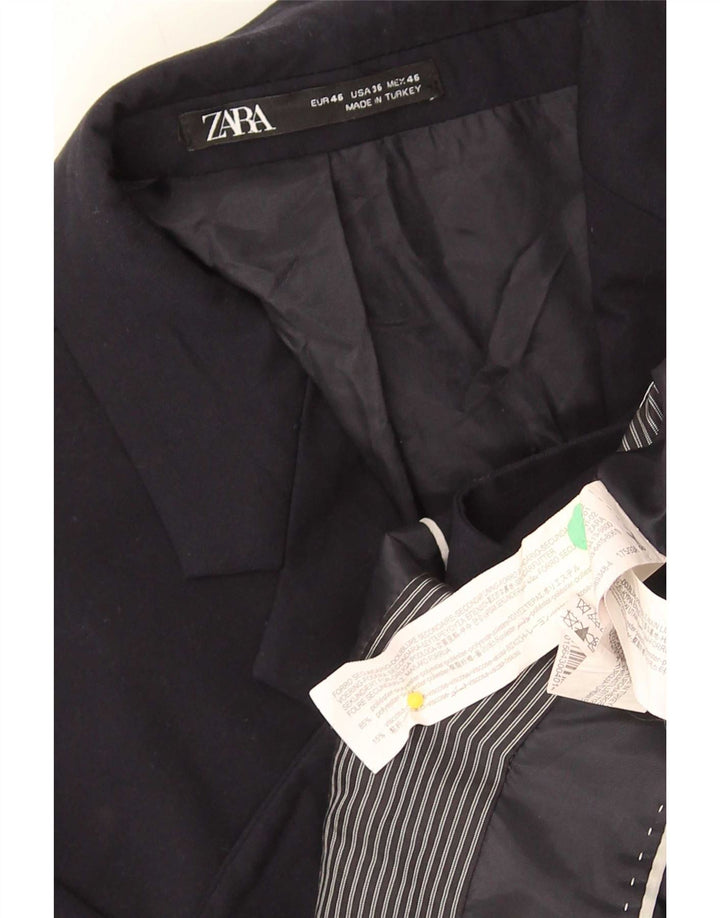 Zara Giacca blazer a 2 bottoni da uomo EU 46 Small Blu navy in poliestere