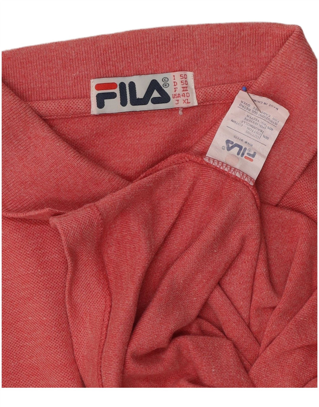 Polo da uomo Fila IT 50 cotone chiazzato rosso medio