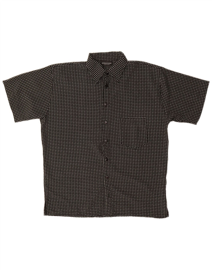 Camicia a maniche corte da uomo Specchio grande con motivo cachemire nero