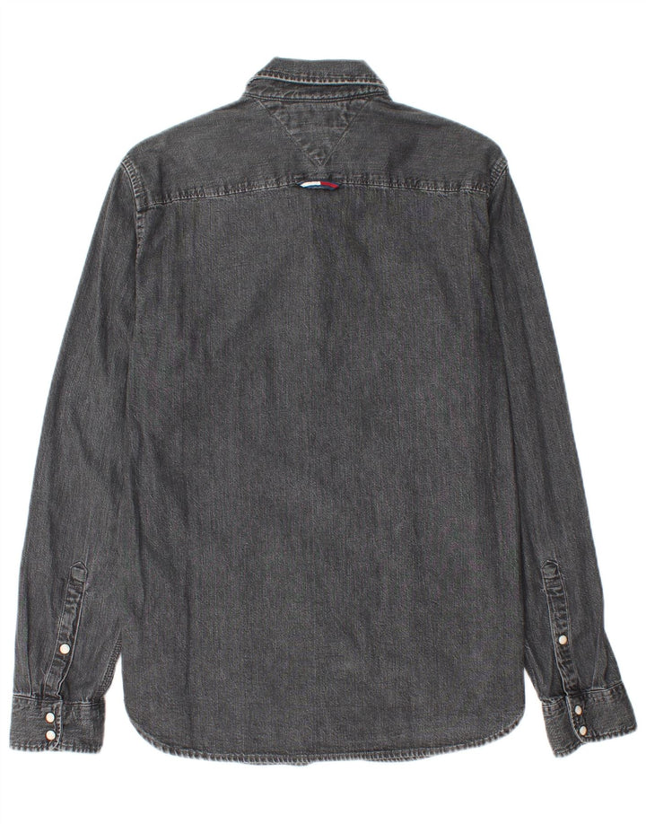 Camicia di jeans vestibilità regolare da uomo Tommy Hilfiger piccola in cotone grigio