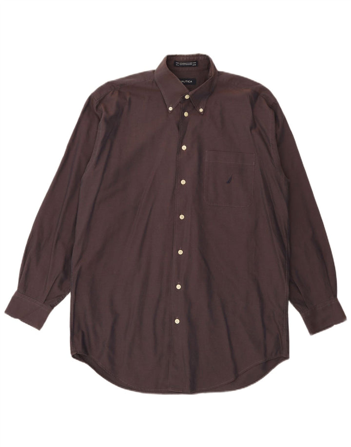 Camicia da uomo Nautica taglia 15 1/2 cotone grigio medio