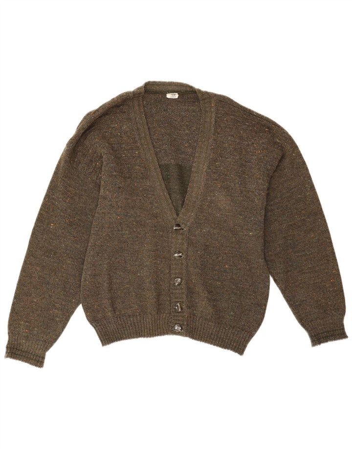 Maglione cardigan da uomo vintage IT 50 Acrilico chiazzato kaki medio
