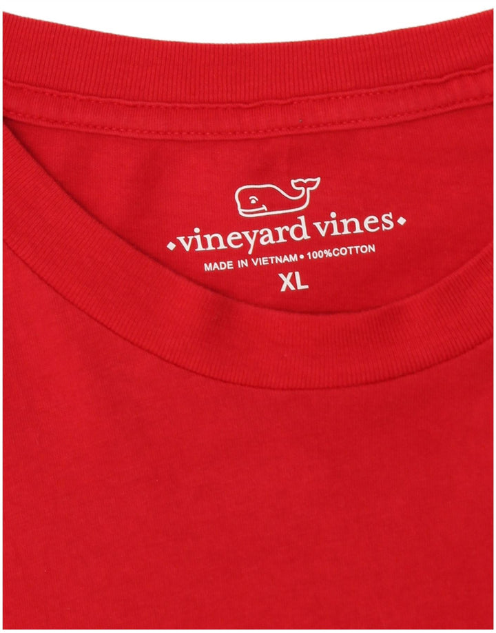VINEYARD VINES Top grafico da uomo a maniche lunghe XL in cotone rosso