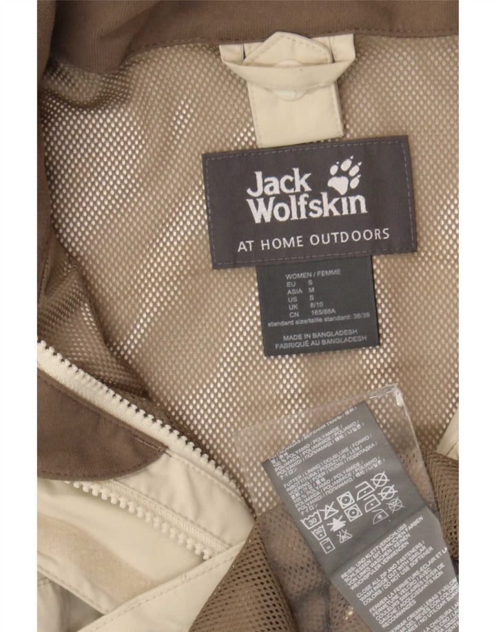 Giacca antipioggia con cappuccio da donna Jack Wolfskin UK 8/10 Small Beige Poliammide