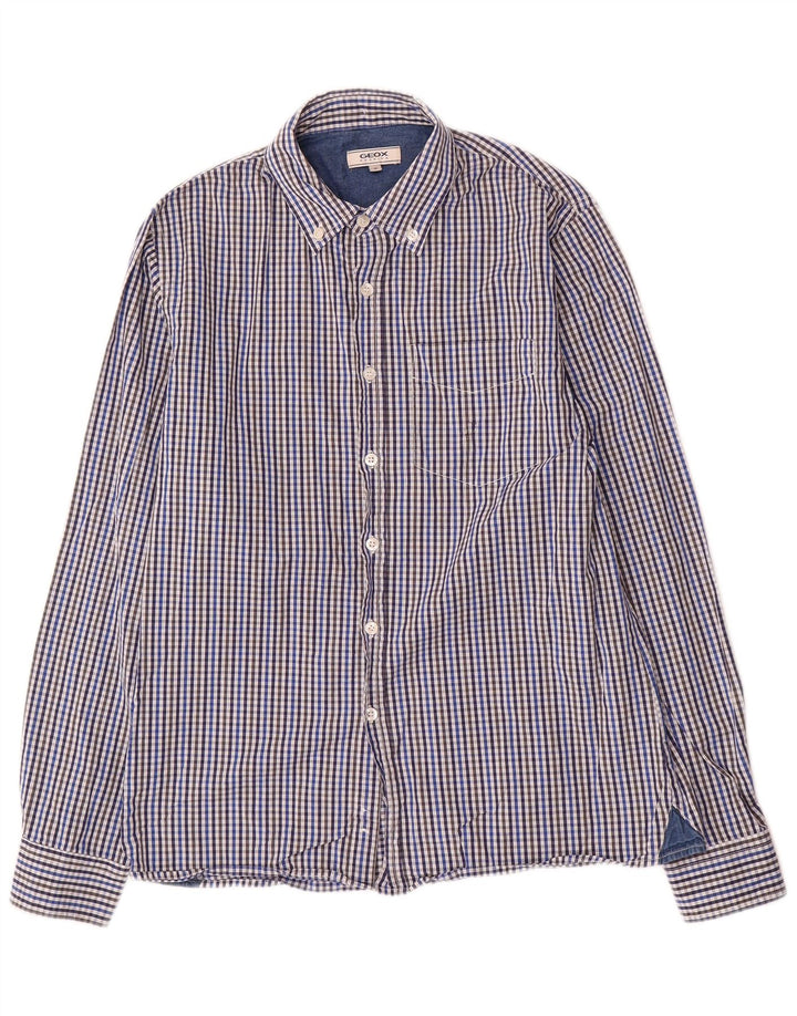 Maglia Geox Respira da uomo a quadretti blu medio