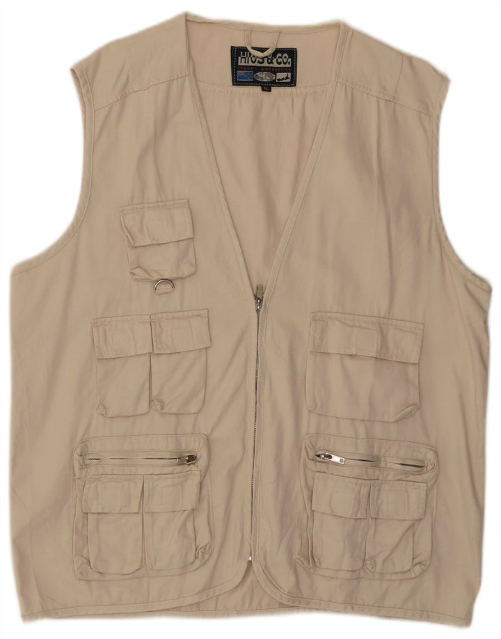 Gilet multiuso da uomo vintage UK 42 XL in cotone beige