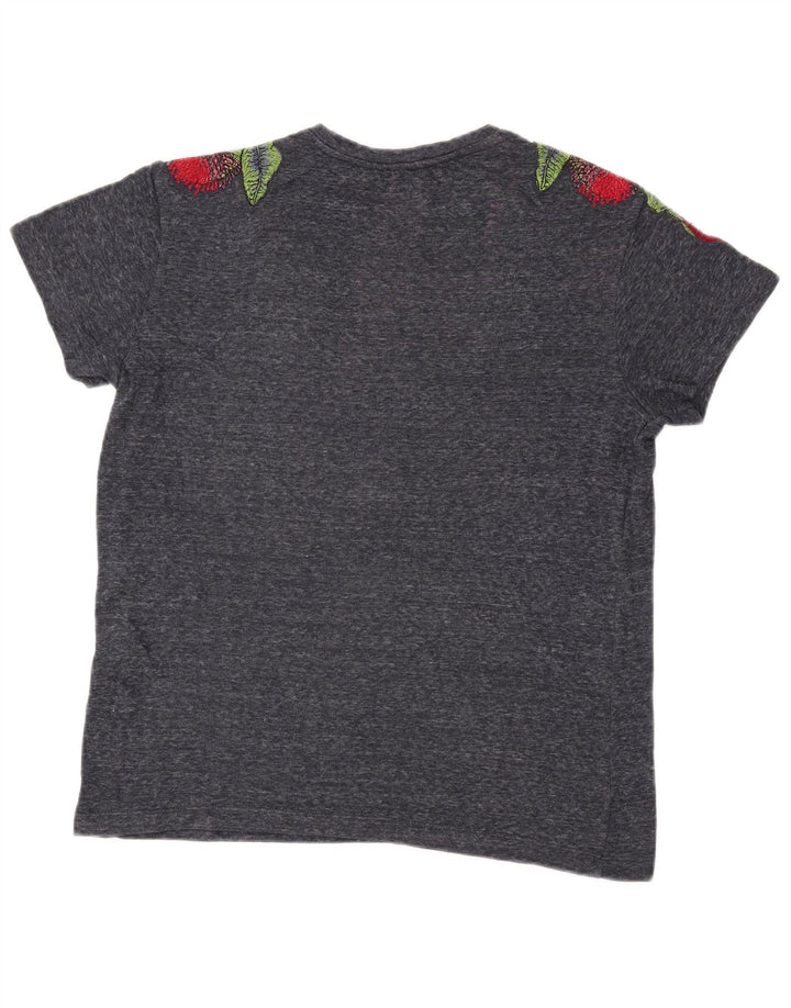 T-shirt grafica oversize da donna Zara Top UK 14 Medium Navy Blue Flower