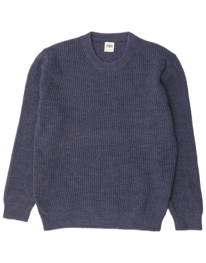 Maglione maglione girocollo da uomo Zara grande in acrilico blu