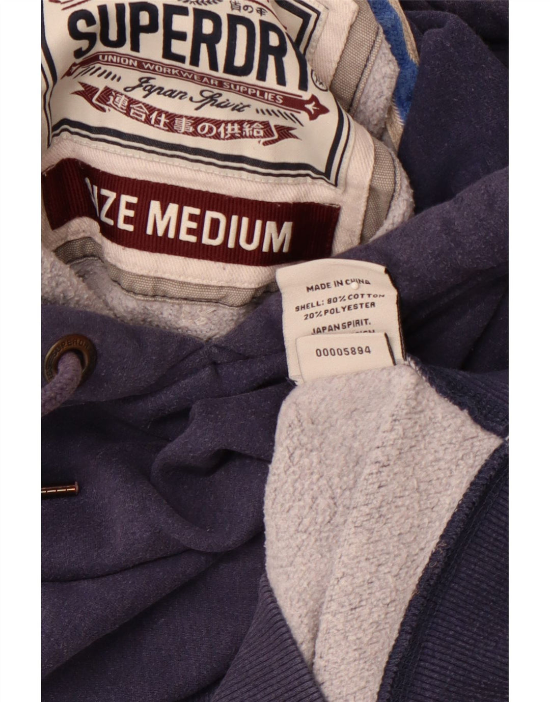 Maglione con cappuccio grafico da uomo SUPERDRY in cotone blu navy medio