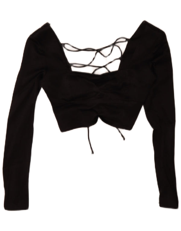 Top corto a maniche lunghe da donna Zara UK 6 XS viscosa nera