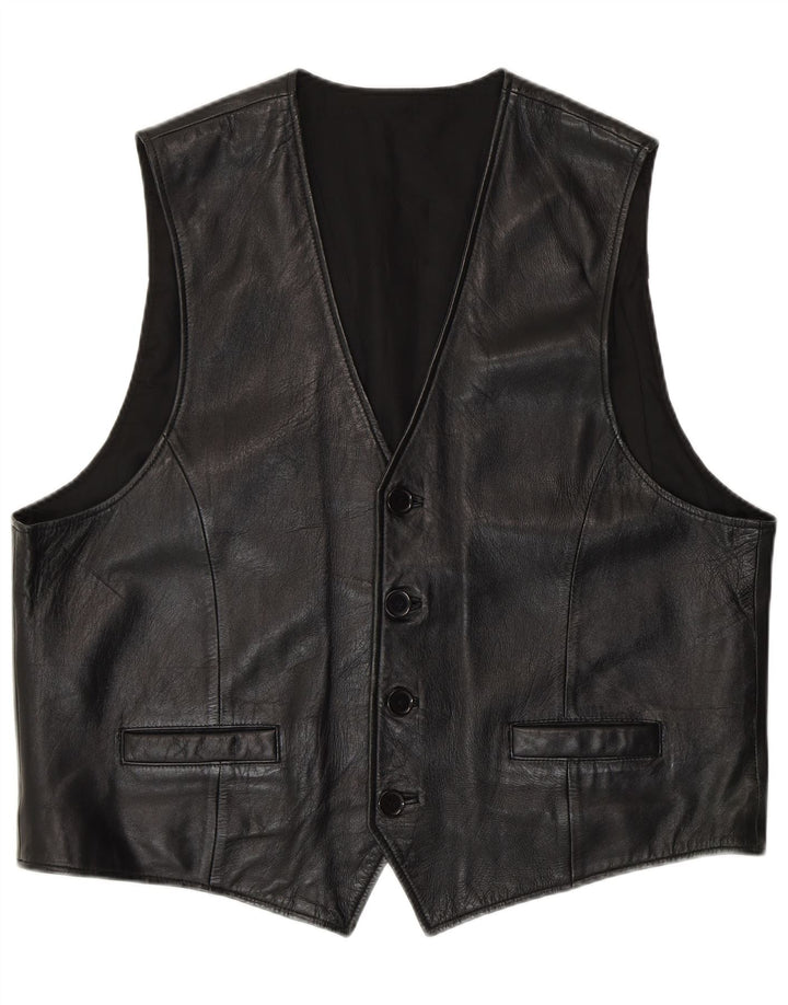 Gilet in pelle da uomo C&A XL in pelle nera