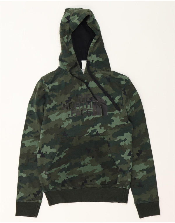 Felpa con cappuccio grafica da uomo The North Face XS verde mimetico in cotone