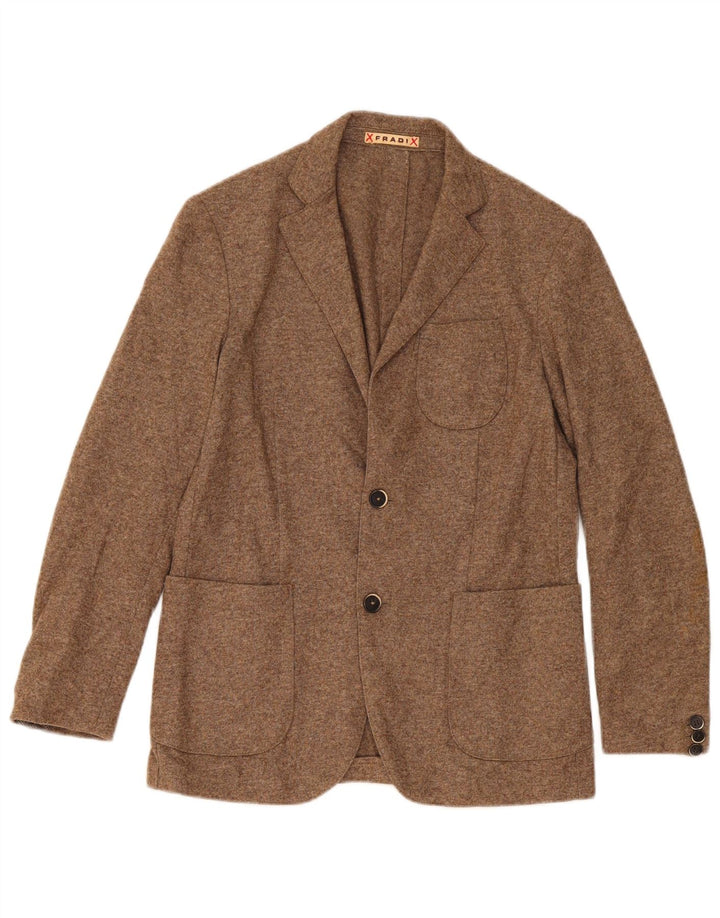 Giacca Blazer 2 Bottoni Fradi Uomo IT 46 Small Beige Lana Maculata