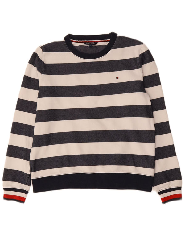Felpa da donna Tommy Hilfiger Jumper UK 10 Small Navy Blue Striped