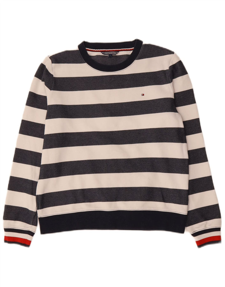 Felpa da donna Tommy Hilfiger Jumper UK 10 Small Navy Blue Striped
