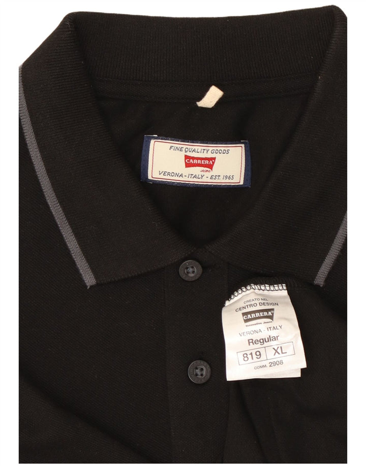 Polo regolare da uomo Carrera XL in cotone nero