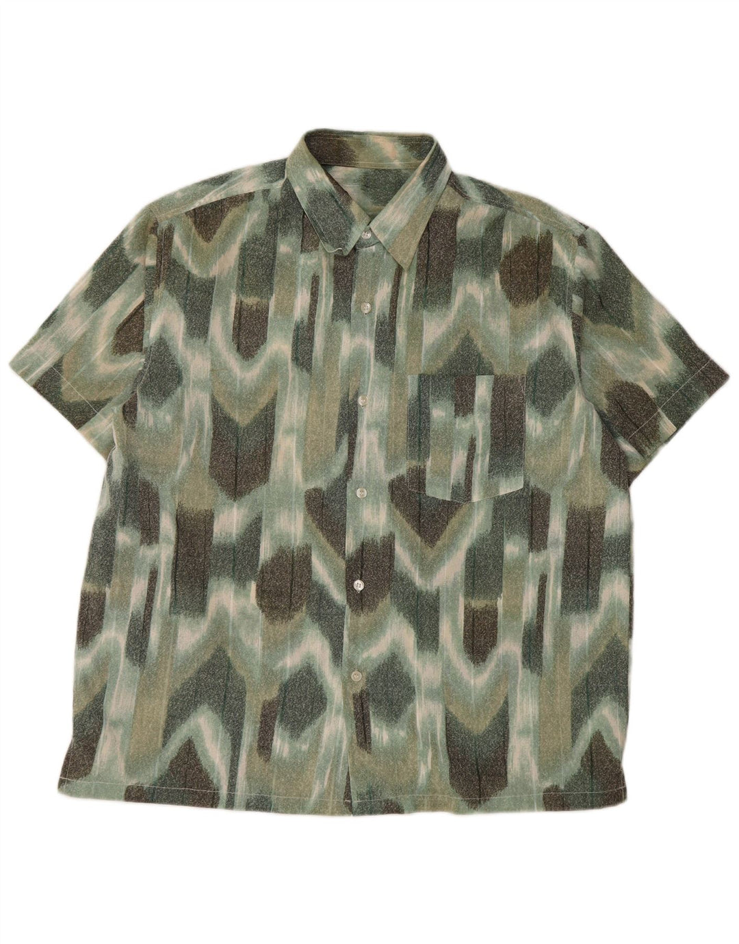 Camicia a maniche corte da uomo VINTAGE grande verde geometrica