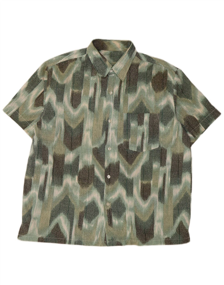 Camicia a maniche corte da uomo VINTAGE grande verde geometrica