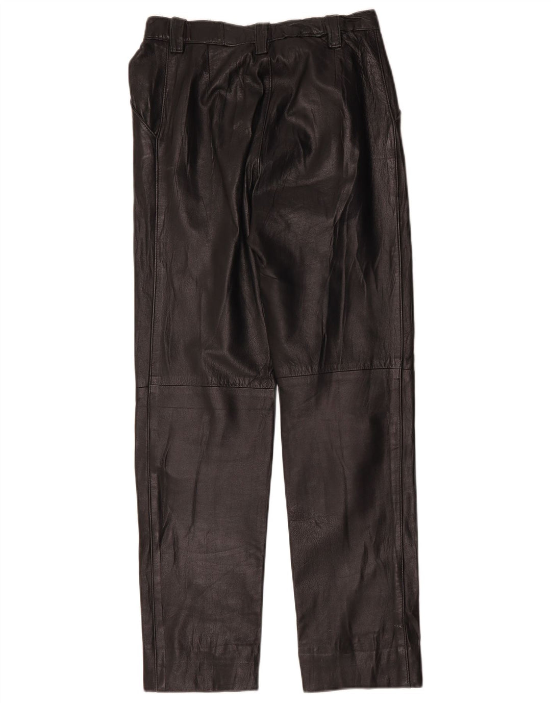 Pantaloni dritti in pelle vintage da donna W28 L28 neri