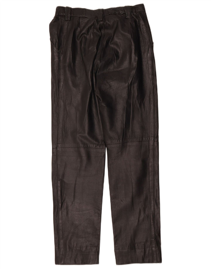 Pantaloni dritti in pelle vintage da donna W28 L28 neri