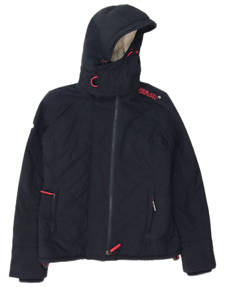 Giacca a vento con cappuccio da donna Superdry UK 14 medio blu navy